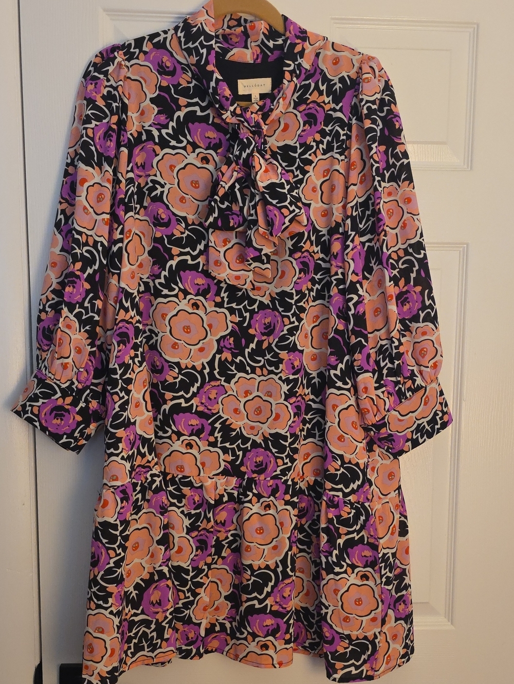 Melloday Floral Mini Dress Black & Pink Large Like New